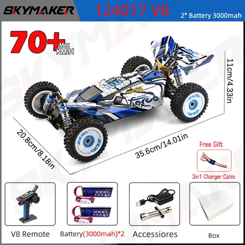 Wltoys 124016 124017 1:12 Rc Auto 2.4G V8 Afstandsbediening Borstelloze 75 Km/h Hoge Snelheid 4wd Off-Road Drift Racen Rc Speelgoed Auto Voor Jongen
