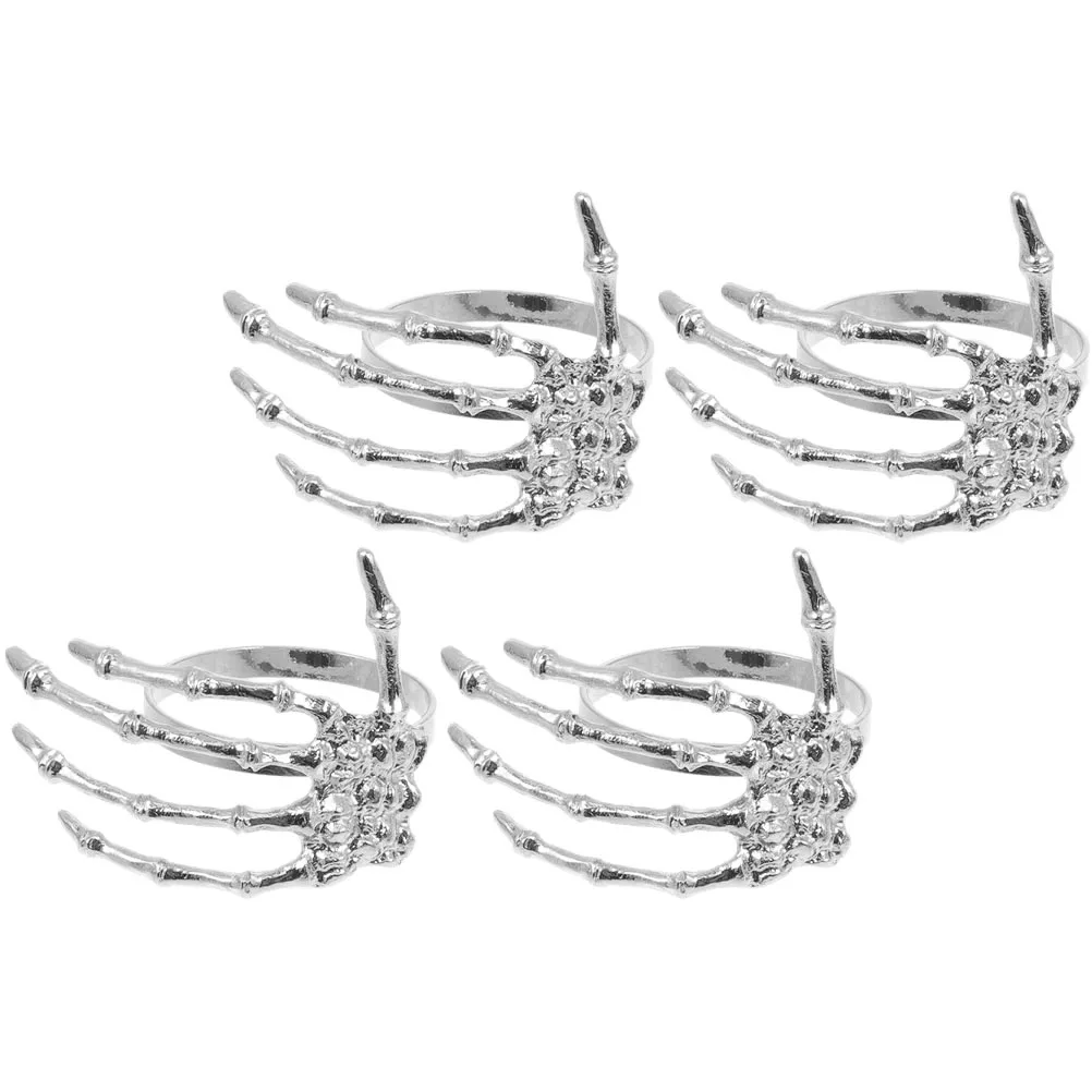 

4 Pcs Ghost Hand Napkin Buckle Holder Fun Halloween Holders Napkins Rings Pumpkin Dinner Tings Alloy Travel