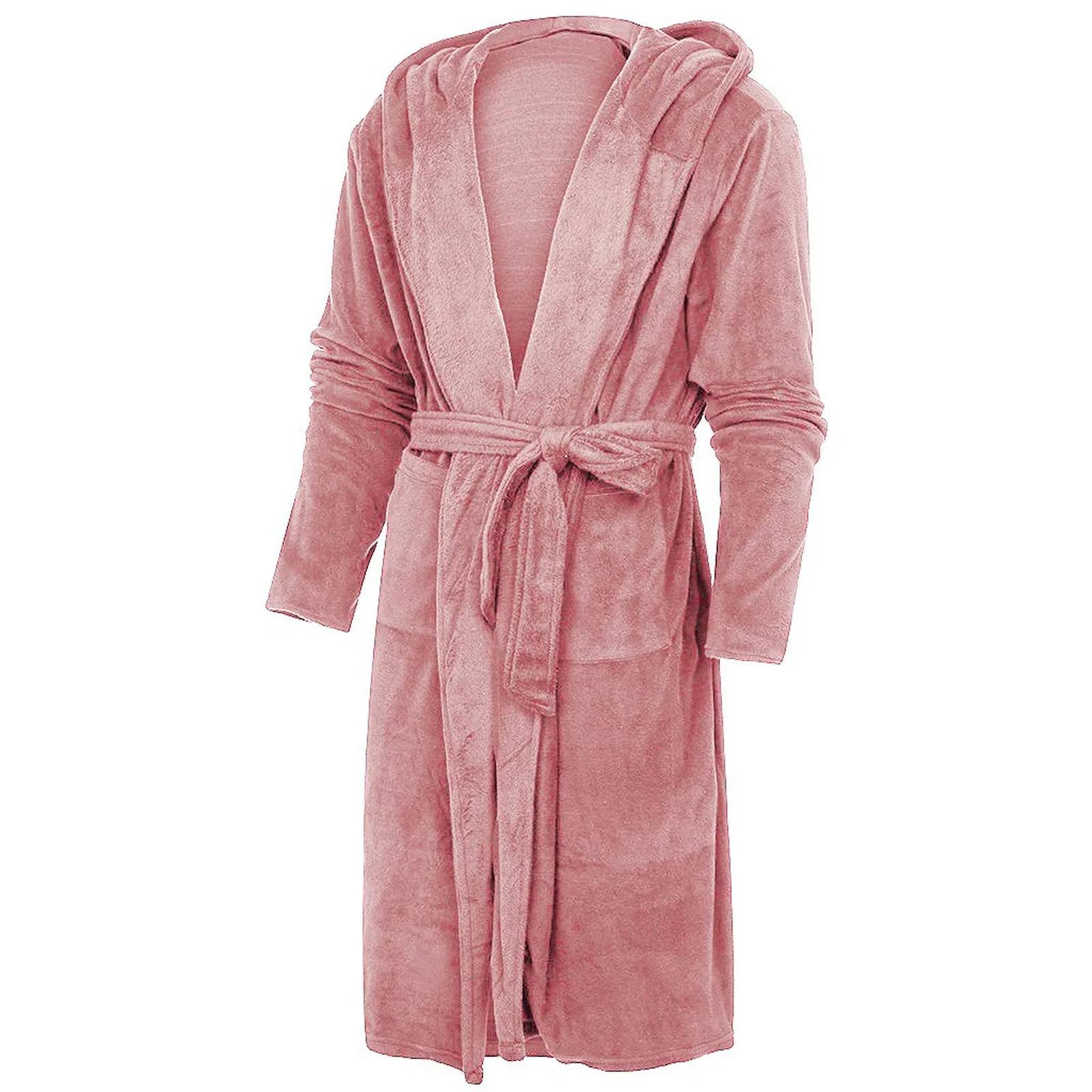 Women Winter Flannel Robe Plush Lengthened Shawl Bathrobe Home Clothes Long Plush Pajamas Thicken Warm Fleece Hooded Sleepwear