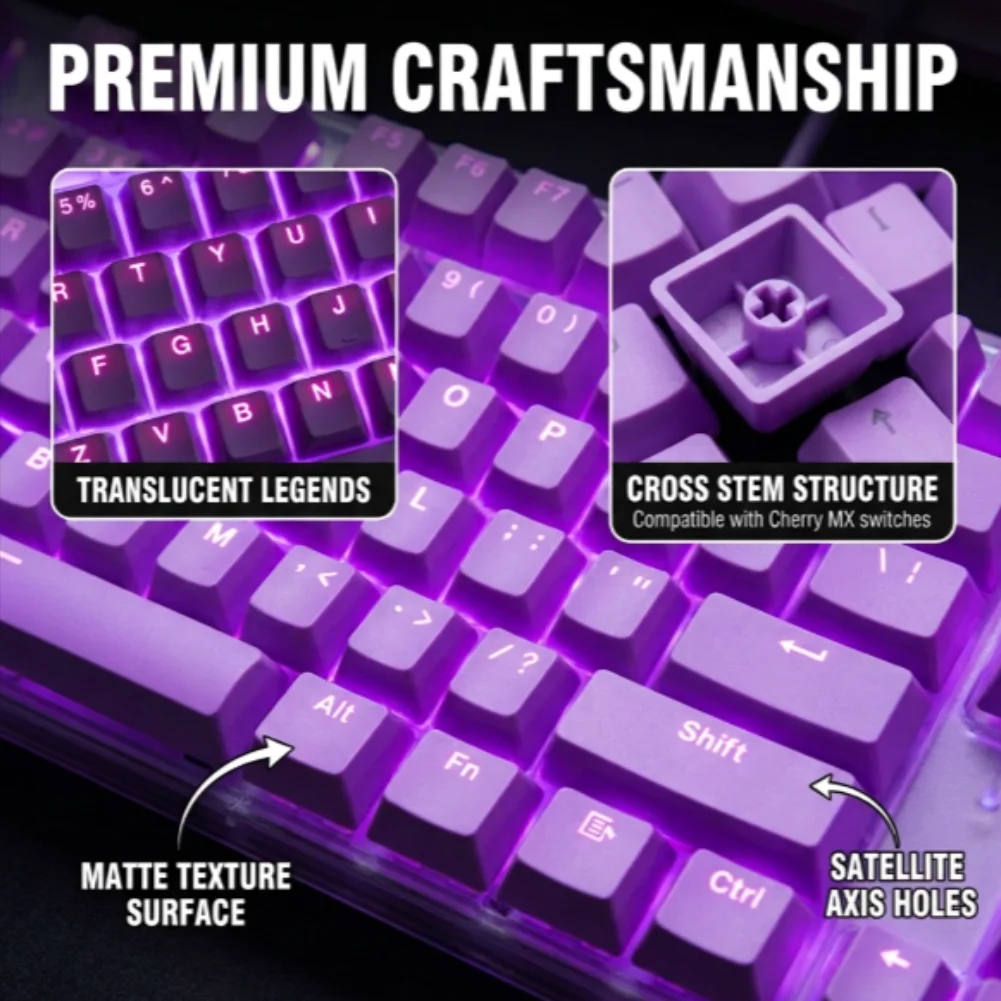 104pcs Universal Mechanical Keyboard Keycaps Ergonomic Blank Keycaps For Cherry MX Mechanical Keyboard Replacement Backlit Key