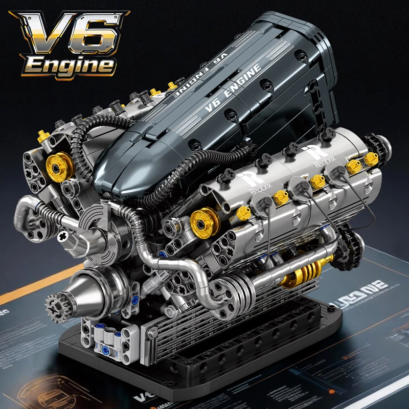 

Спортивный автомобиль с двигателем V6, модель гоночного автомобиля MOC, конструктор высокой сложности, серия технологических машин, игрушка-подарок.