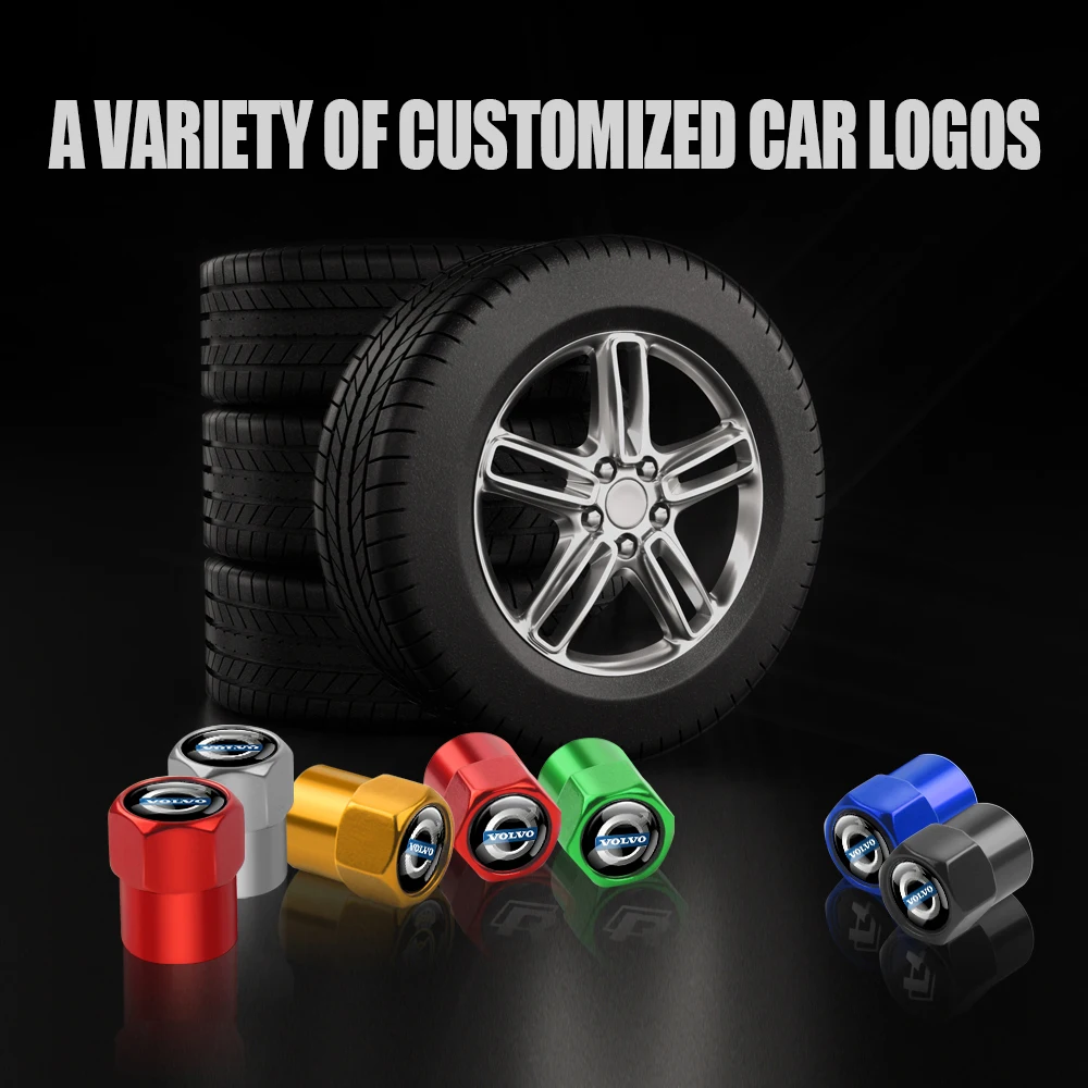 4pcs Metal Car Badges Wheel Tire Valve Caps Stem Cover Auto Accessories For Volvo Rdesign V40 V50 S40 S80 S60 XC40 C40 S60 V90