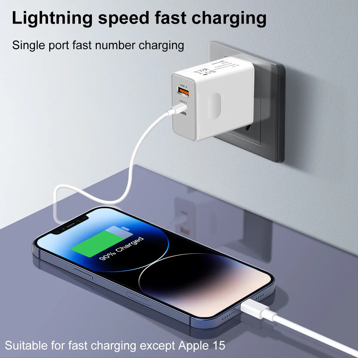 120W GaN Fast Charger PD USB C Wall Charger Adapter 3 Port For iPhone 14 13 12 Samsung Android Laptop MacBook Universal Travel
