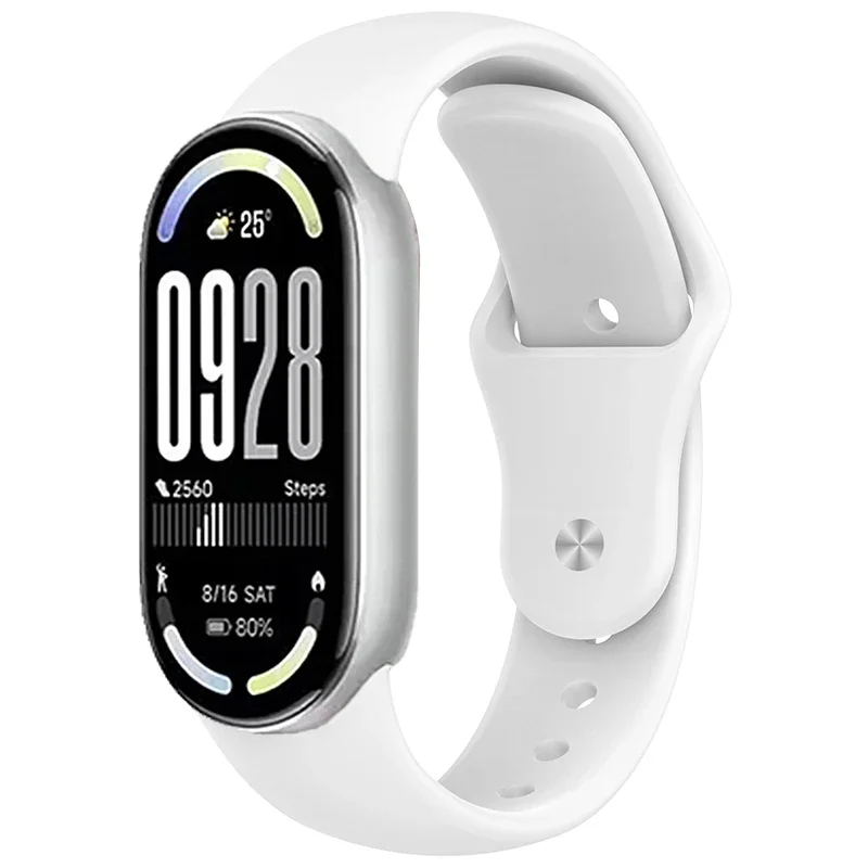 الرياضة سيليكون حزام ل Xiaomi الفرقة 10/9/8 لينة مريحة مشبك معدني سوار معصمه ل Miband 8/9/10 استبدال حزام