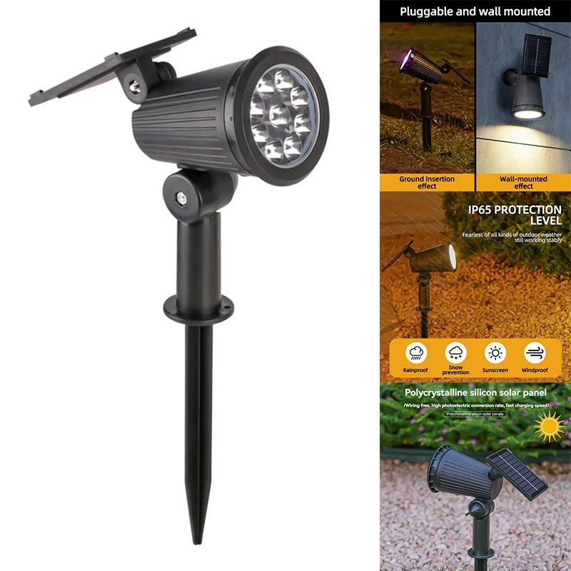 

9 LED Solar Spotlights Outdoor Solar Landscape Lights IP65 Waterproof Brightness Adjustable For Garden Yard