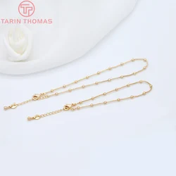 (4227)2PCS Thickness 0.9MM 24K Gold Color Brass Finished Bracelet Chain Anklet For DIY Jewelry Making Findings Accessorie