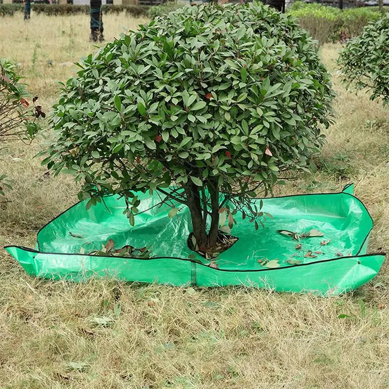 

Landscape Tarp Shrub Trimming Catcher With 12 Inches Hole Waterproof Barrier With Four Corner Buckles Tree Pruning Cloth For