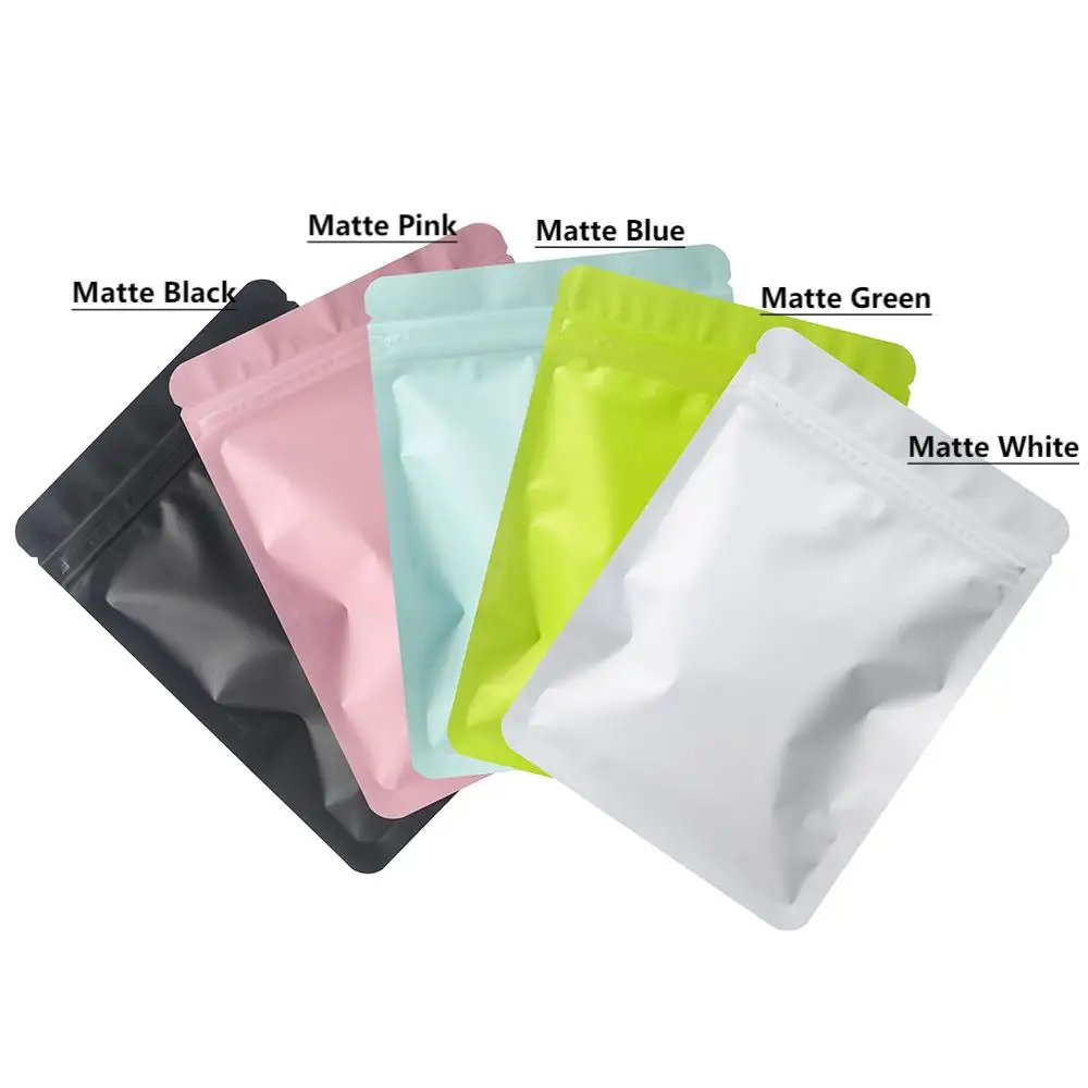 200pcs Matte self-sealing bags aluminium foil double-sided colour food bags sealed waterproof zip reusable bags gift packaging