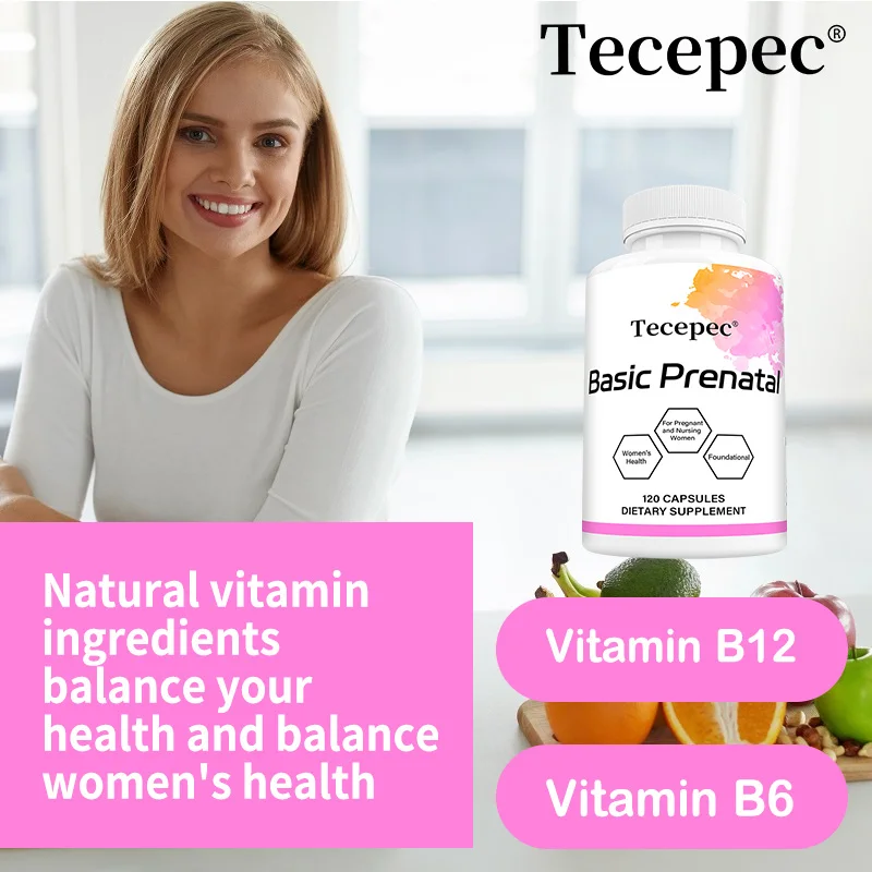 Tecepec Basic Prenatal - Folic Acid Blend for Pregnant and Breastfeeding Women, Vitamins and Minerals, Choline Supplement