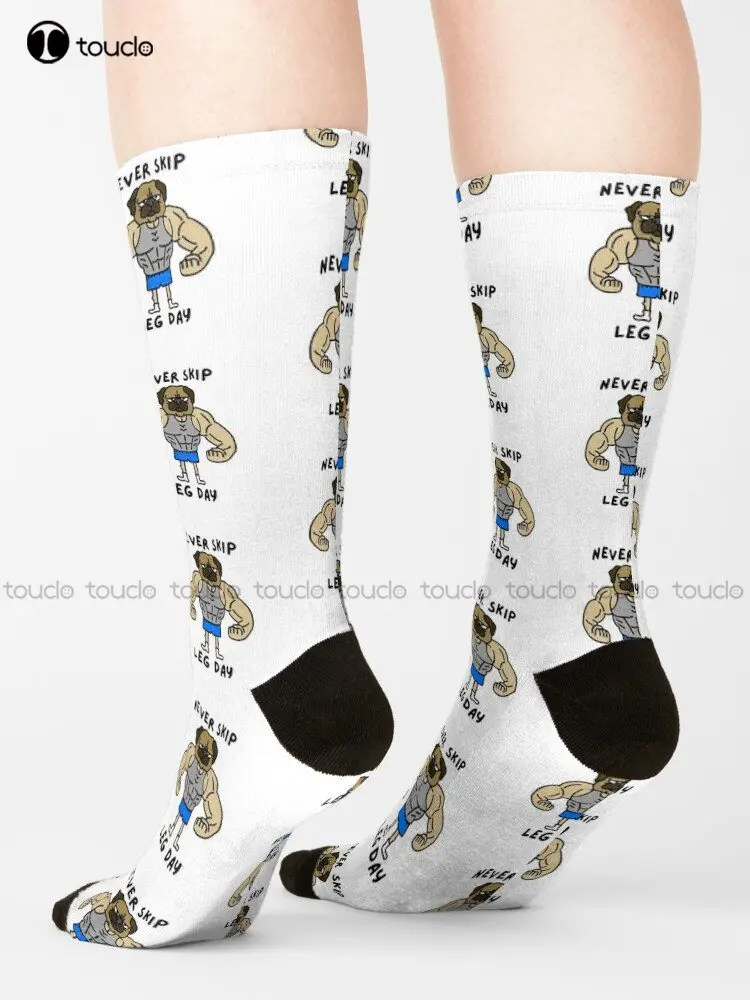 Never Skip Leg Day Socks  Socks Personalized Custom Unisex Adult Teen Youth Socks Street Skateboard Socks Custom Gift Funny Art