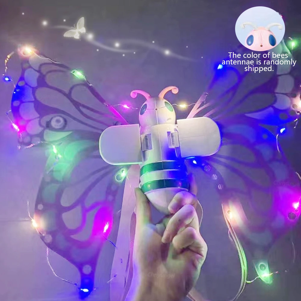 Asas de borboleta elétricas em movimento, asas de elfo com luz, asas de fada para crianças, aniversário, natal, cosplay, brinquedo de anjo para meninas