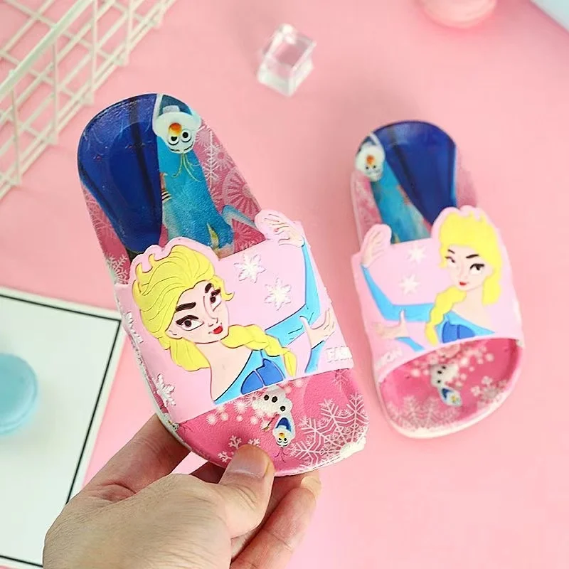 Summer Baby Boys Slippers Kids Girls Beach Shoes Children Flip Flop Cartoon Iron Man Captain America Elsa Indoor Home Sandals