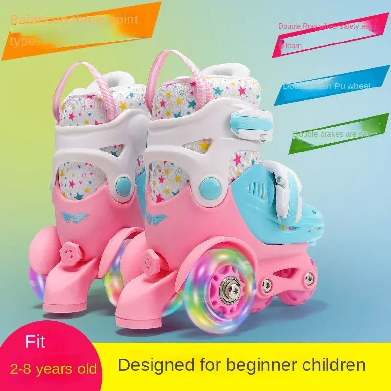 

Детские коньки, роликовые коньки, комплект обуви для начинающих, двухрядные роликовые коньки Flash