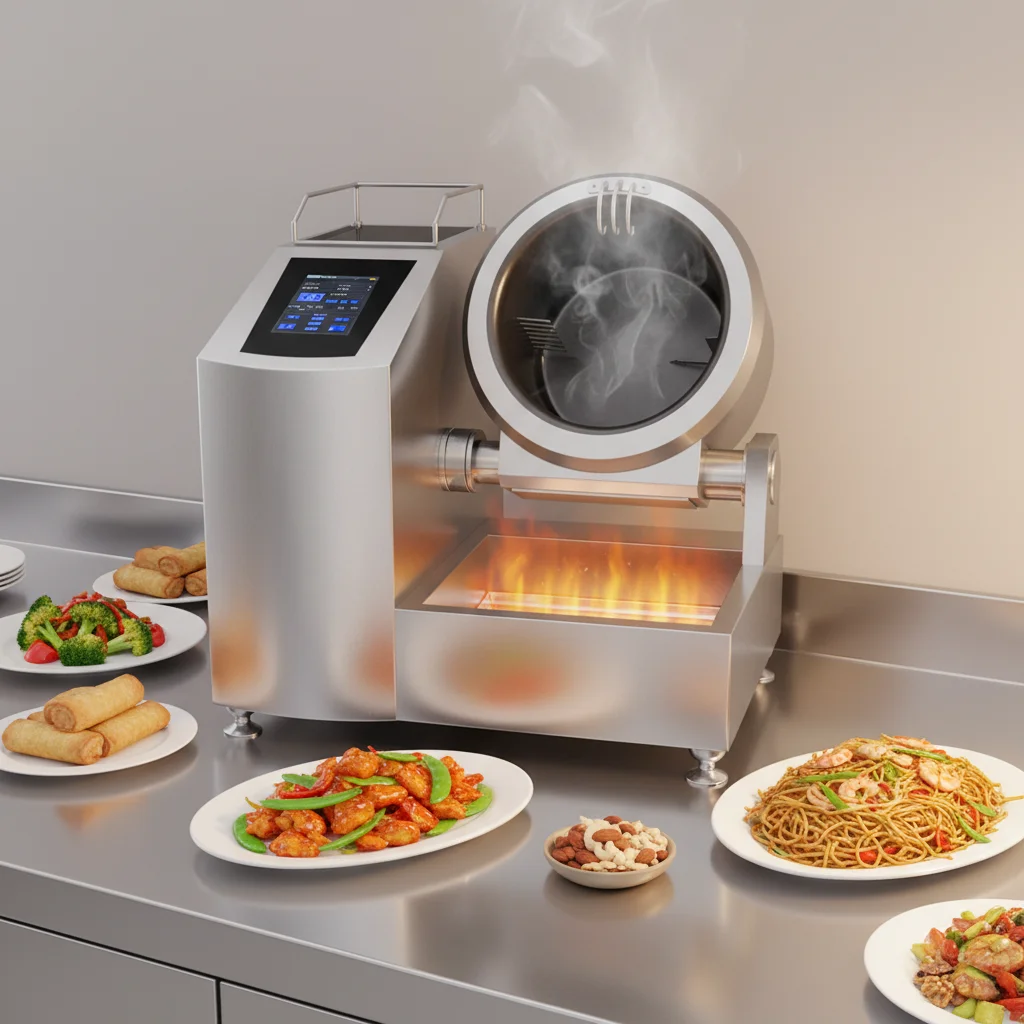 Multifunction 12KW Intelligent Automatic Electric Stir Fry & Fried Rice Cooking Machine 80cm Cube 1 Year Warranty