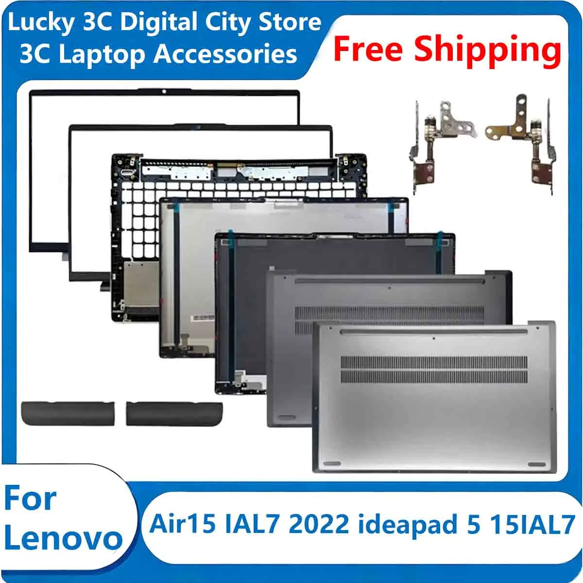 New For Lenovo Air15 IAL7 2022 Ideapad 5 15IAL7 Replacement Laptop LCD Back Cover/Bezel Front/Palmrest/Bottom Hinges/Case