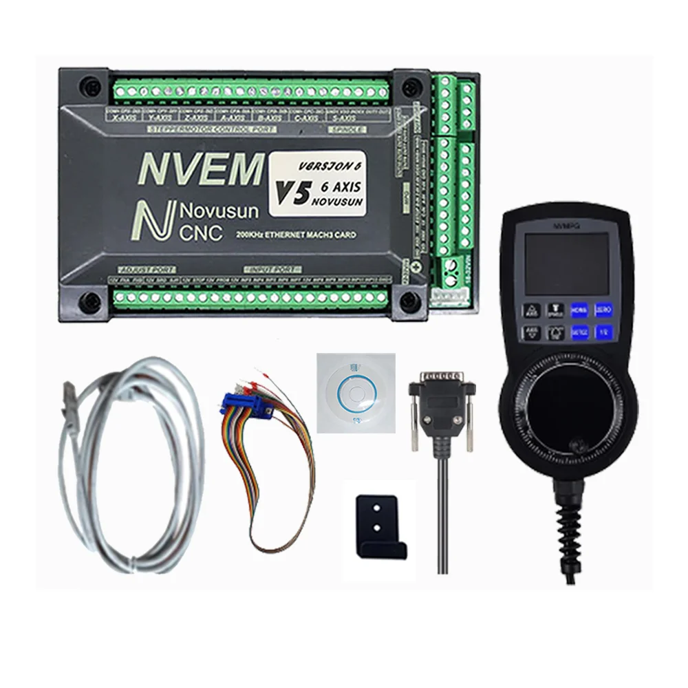 

NVEM V5 300K CNC controller kit mach3 motion control system 3/4/5/6 axis control card and digital display 6 axis handwheel