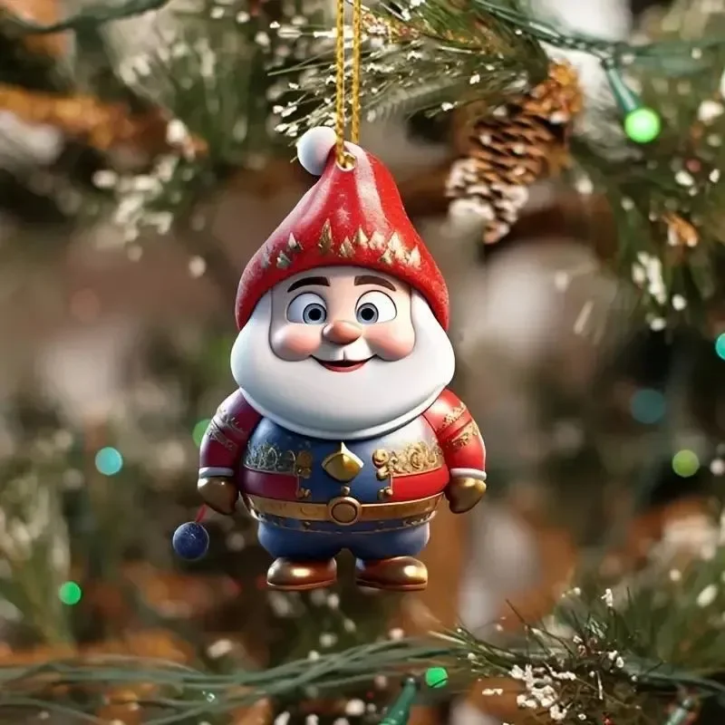 Christmas Wall Decoration 2d Acrylic Cartoon Dwarf Christmas Tree Pendant Christmas Cartoon Cute Suprimentos De Natal