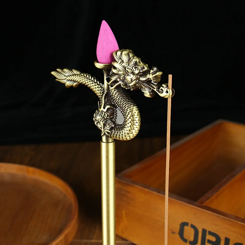 Xiangyun Tu Rui Zodiac Holder Ornament Home Dragon Shape Three-in-One Backflow Incense Coil Burner Pure Copper In