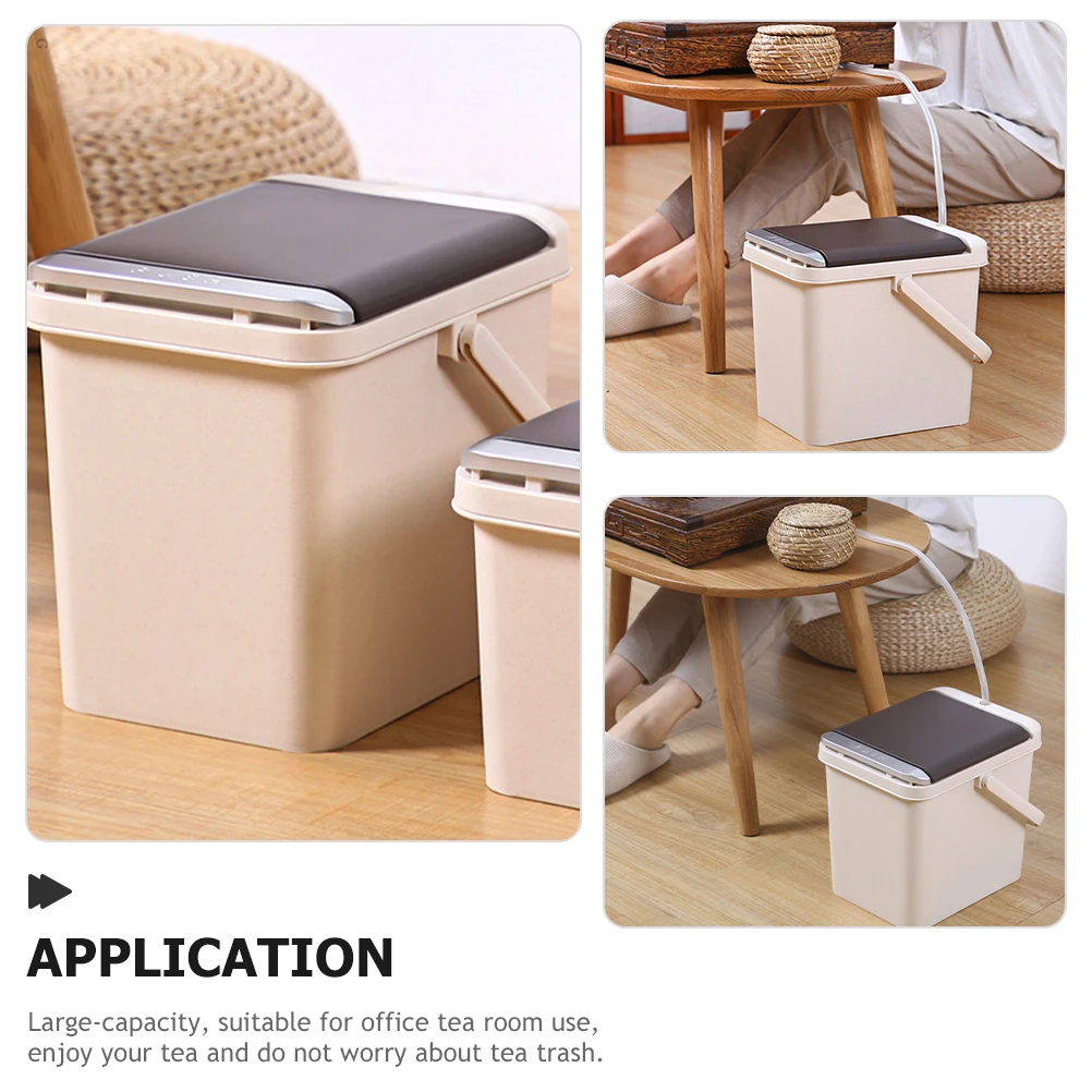 

Plastic Tea Residue Bucket Large Capacity Garbage Can Trash Bin Table Top Container Storage Rack Smooth Grinding Thick Material
