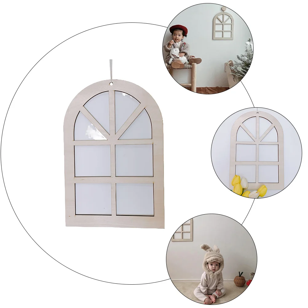 

Wooden Hollow Window Wall Decoration Hanging Ornament Nursery Photo Props Nordic Style Home
