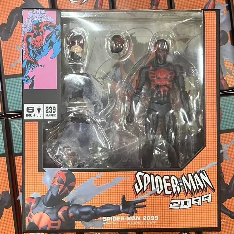 

В наличии, высокое качество, Человек-паук 2099 Mafex 239, аниме, фигурка Человека-паука, подвижные суставы, модель куклы, набор игрушек, рождественский подарок для детей