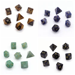 7PCS/ Set Polyhedral RPG DND Role Playing Dragons Board Game Multiple Dice Natural Crystals Stones Table Roll Accessories