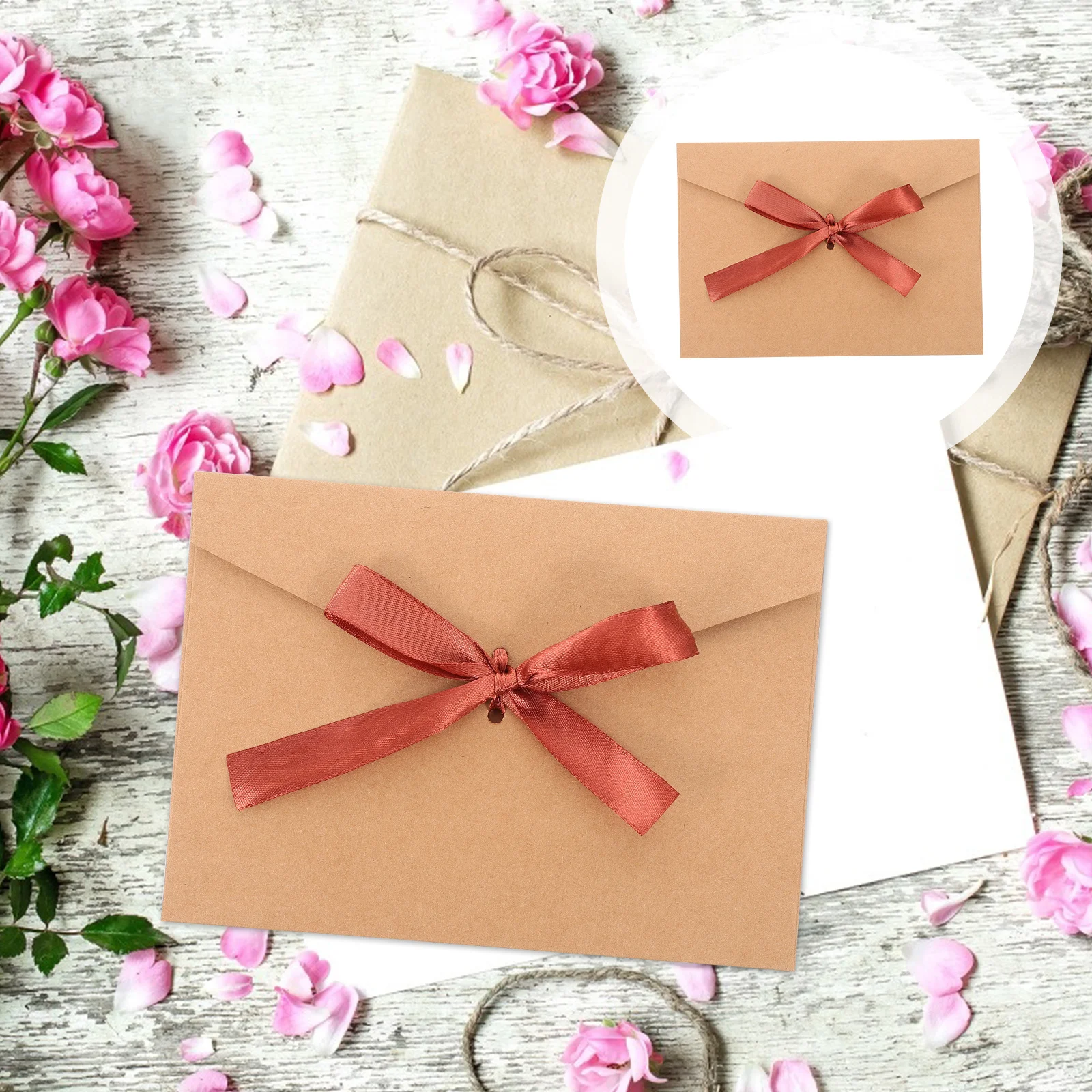 

10Pcs Pearl Paper Postcard Envelopes Bow-Knot Thickened Decorative Style for Invitation Blessing Cards Packaging