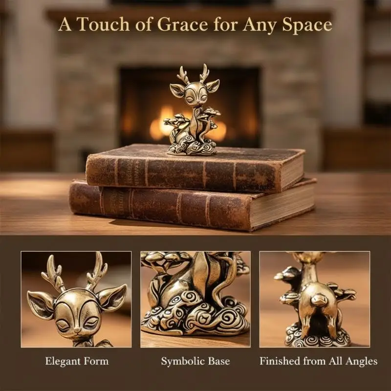 Hirschfigur aus Messing, exquisites Mini-Teetier-Ornament, kreatives kleines Dekor für Büro, Schreibtisch, Zuhause, Geschenk. – Detail 18