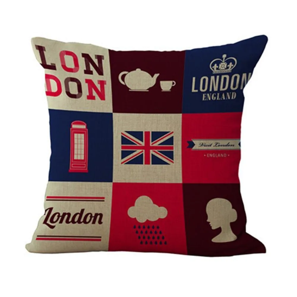 CIFBUY London Style Soldier Pattern Cotton Linen Cushion Cover Decorative Throw Pillow Case for Sofa Car Home Living Room Decor