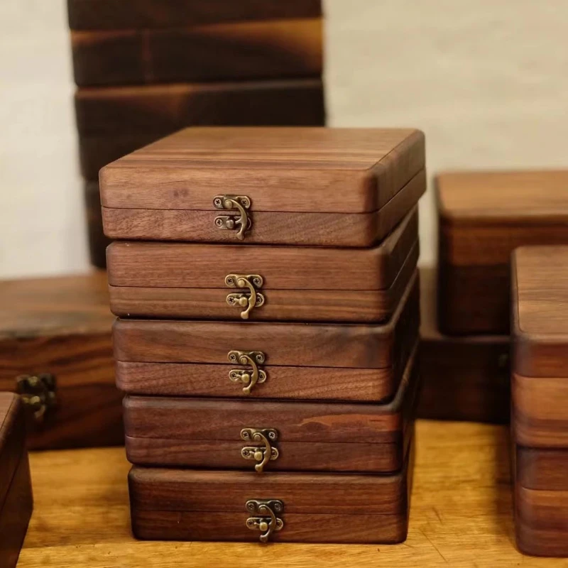 

Creative Black Walnut Essential Oil Storage Wooden Box Flip Type Essential Oil Lipstick Display Box Grid Round Hole