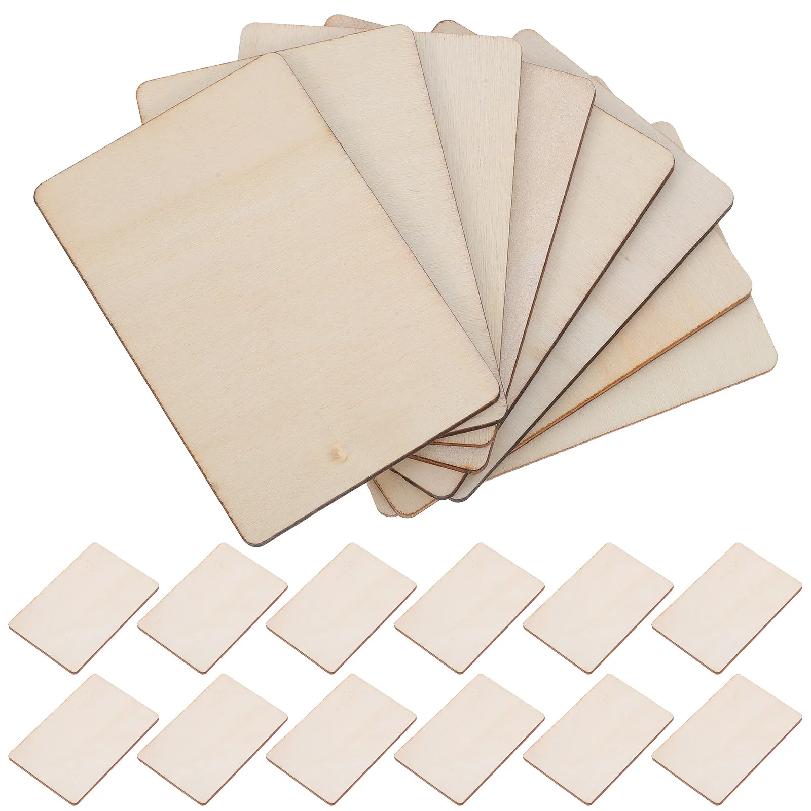 

100 шт. деревянных заготовок ручной работы, необработанные, прямоугольные вырезки 3x2 дюйма для DIY-резьбы, росписи, домашнего декора, деревянные плитки-заготовки