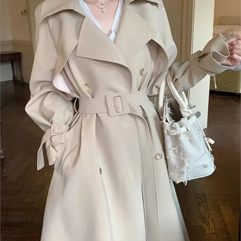 

Khaki trench coat mid-length women's new style for women