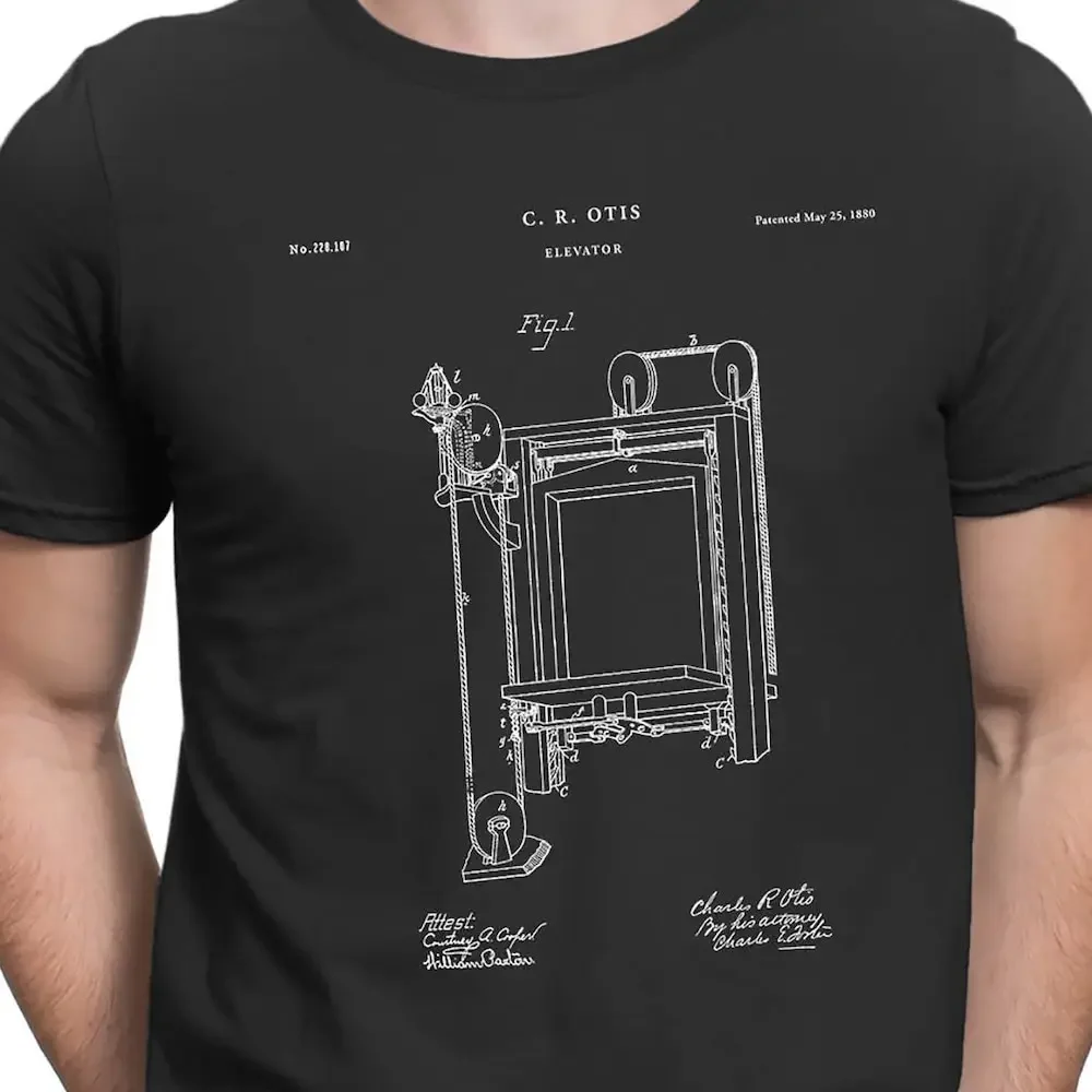 Otis Elevator Patent Print Art 1880 T Shirt Lift Invention Engineering Vintage Industrial Pt415