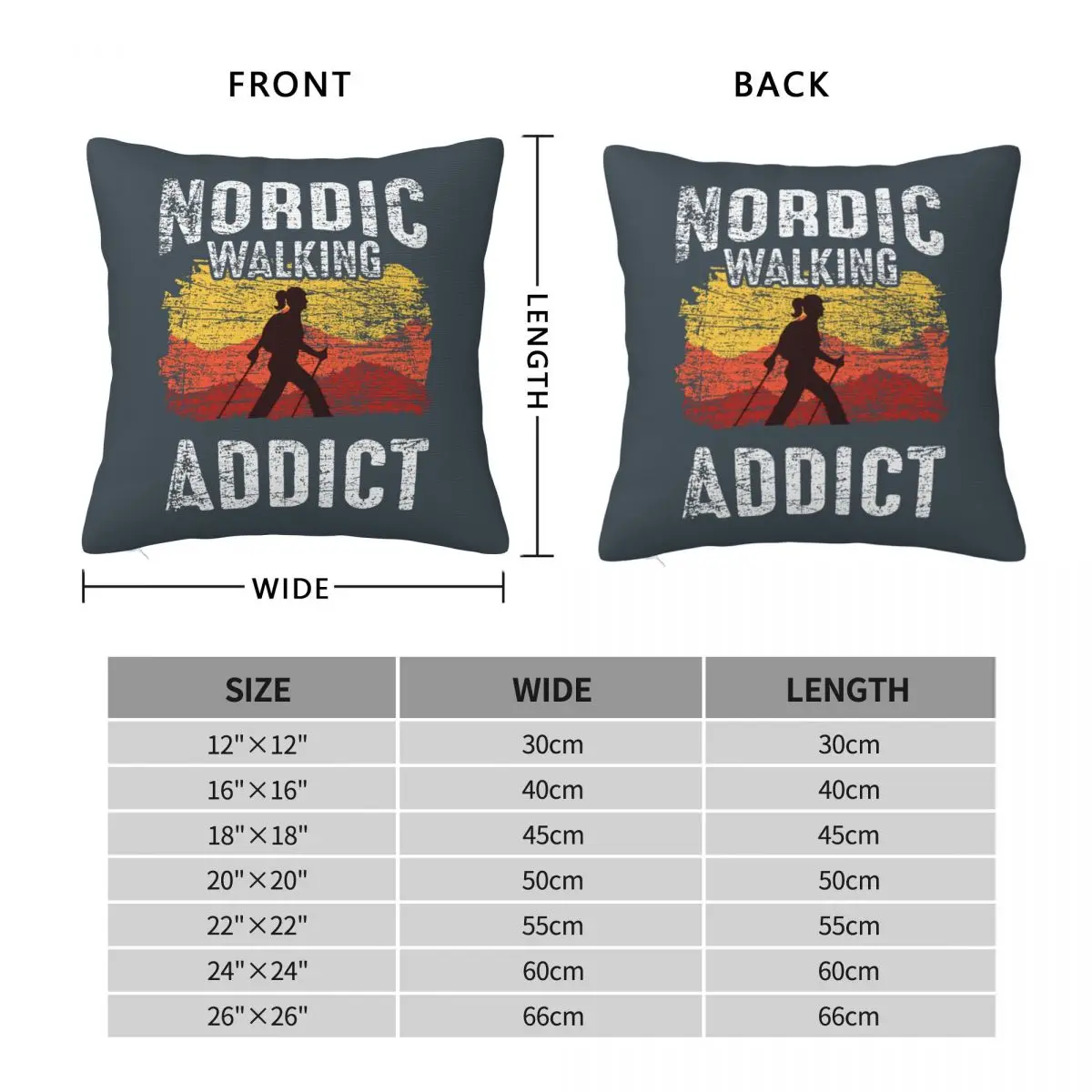 Pillowcase For Bedroom guest room children's room recreational vehicle vacation home Hotel Nordic Walking Addict Vintage Retro