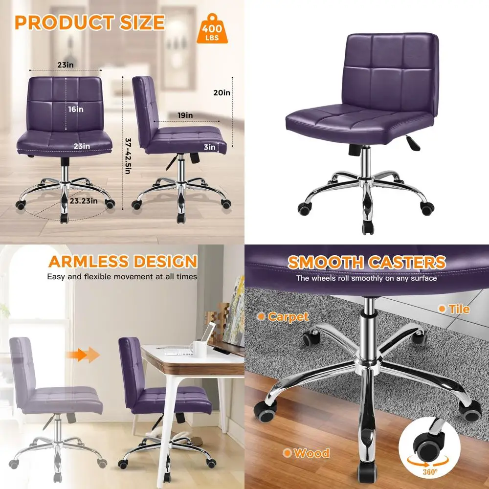 

360 ° Поворотное офисное кресло из искусственной кожи с регулируемой спинкой и расширенными подлокотниками для дома или офиса