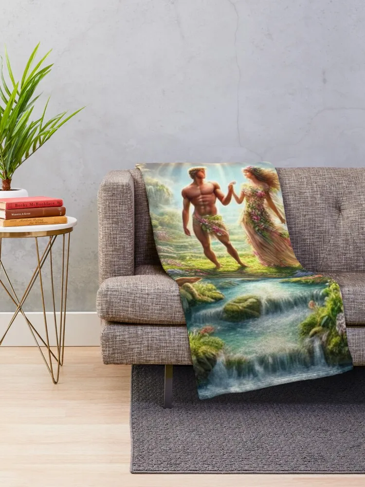 Adam and Eve in the Garden of Eden with Lilith Throw Blanket Moving Luxury Thicken For Baby Blankets