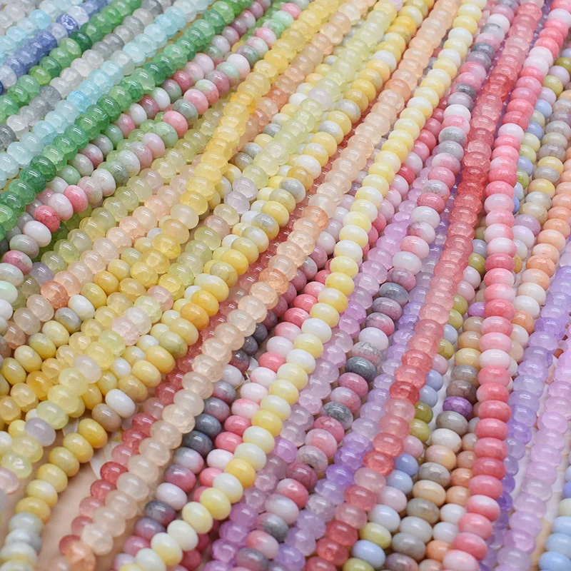5x8mm 50pcs/bag Mixed Color Glass Bead Wheel Flat Round Loose Beads for Jwelry Making DIY Accessories Handmade