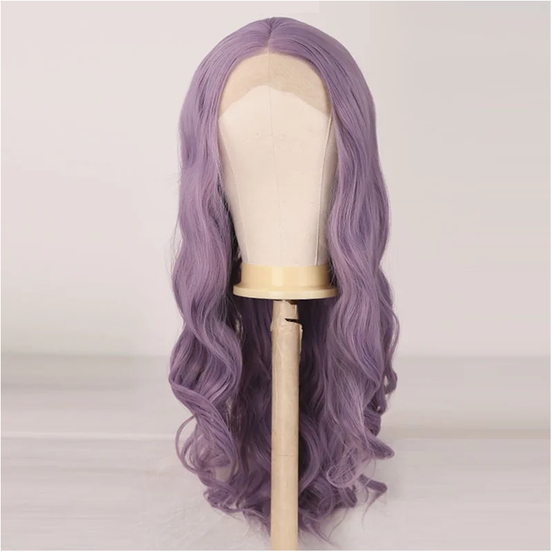 Websterwigs Synthetic Lace Front Wigs Purple Long Wave For Women Glueless Cosplay Wig Heat Resistant Fiber Hair Daily Wear Use