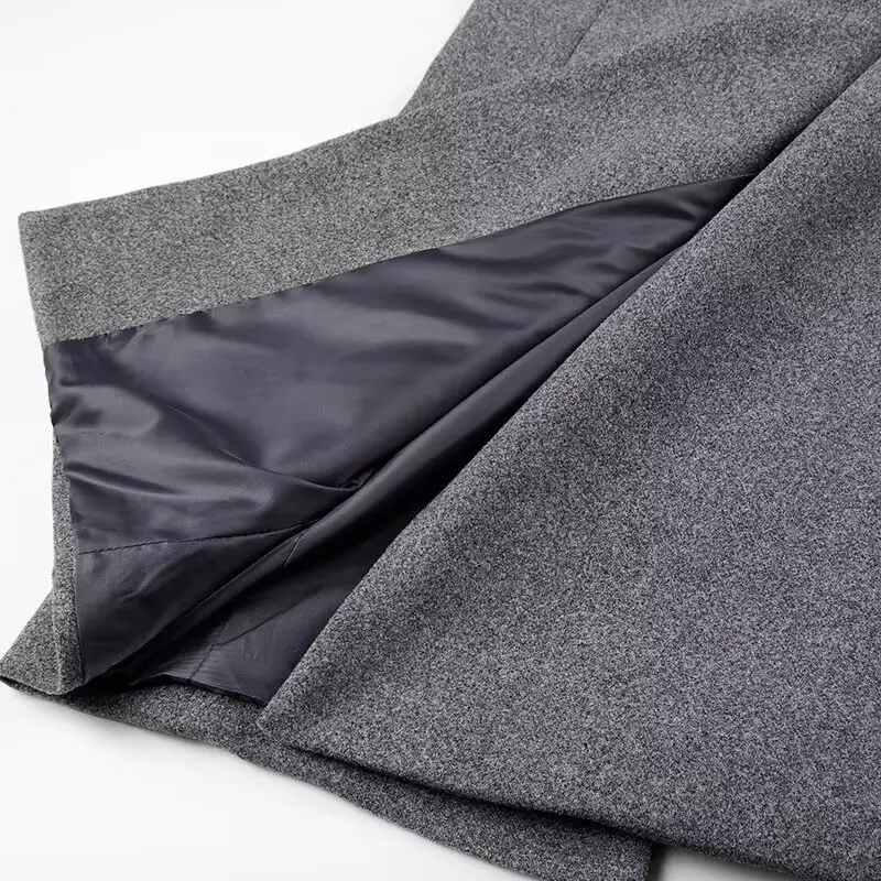 Women\'s Autumn Winter Urban Commuter Long Coat TRAFZA New Fashion Elegant Tweed Lapel Buttons Pocket Long Coat 2.3lb 52in Length