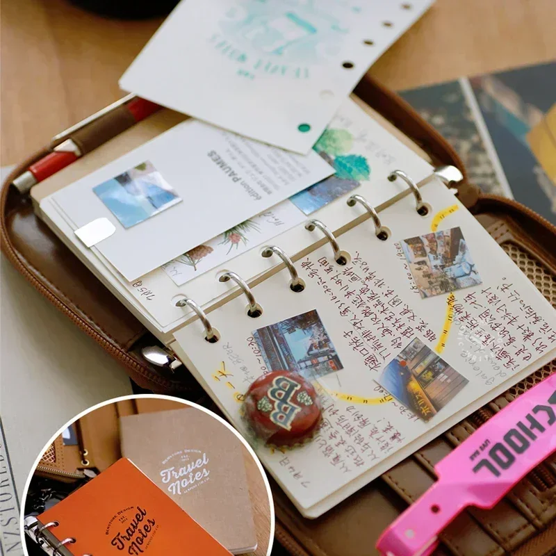 Fromthenon M5 Loose-leaf Traveler Notebook Zipper Portable Notebook Planner Journal Storage Bag Journal Stationery Supplies