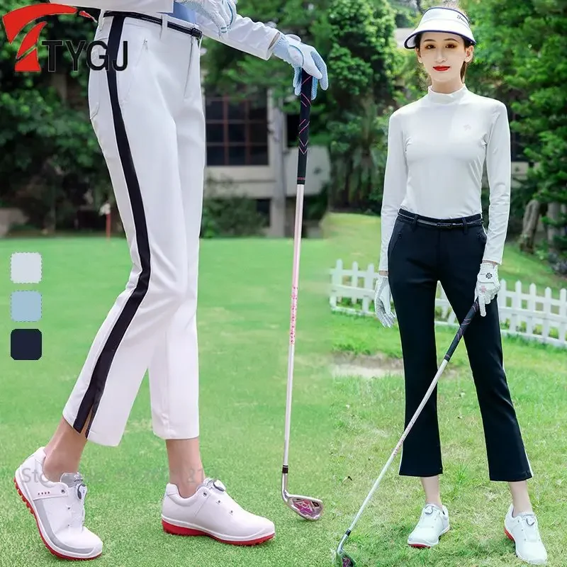 TTYGJ Autumn Sports Pants Girls Golf Flared Trousers Outdoor Leisure Split Pants Women High Waist Slim Golf Sweatpants XS-XXL