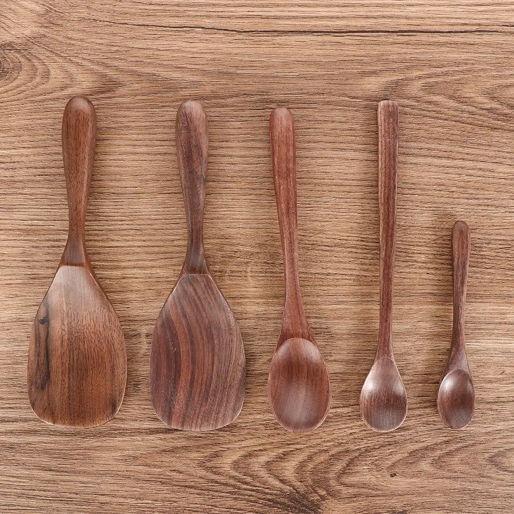 Zwarte Walnoot Houten Dessert Cadeau Roer Lange Scoop Soeplepels Keukenbenodigdheden Rijst Scoop Servies