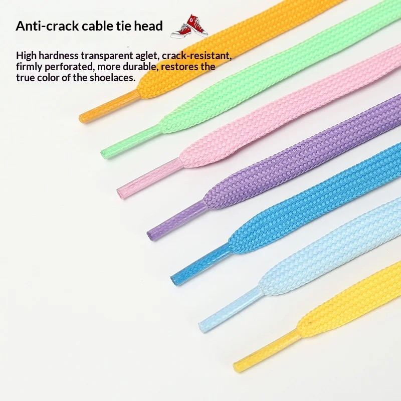 1cm Double Layer Thick Hollow Polyester Shoelaces Colorful Flat Laces for Sneakers Canvas Shoes Clothing Decor