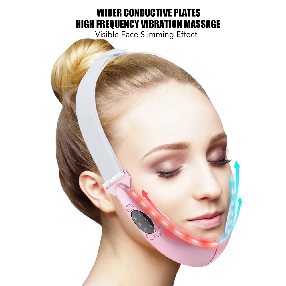 Micro current color light EMS vibration constant temperature facial massage instrument V face lift beauty instrument gift