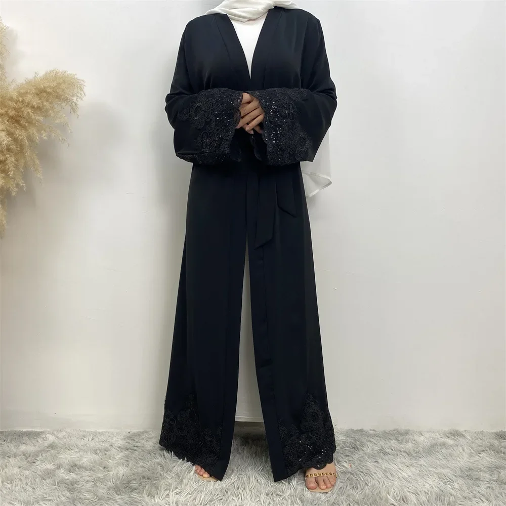 

Robe Muslim Long Cardigan Fashion Casual Lace Embroidered Loose Abaya Robe Middle East Dubai