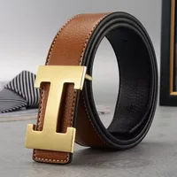 Classic Smooth Buckle Belt Men's Business Casual Letter Trendy Versatile D-Ring Belt Middle-Aged and Young Men's Belt 3