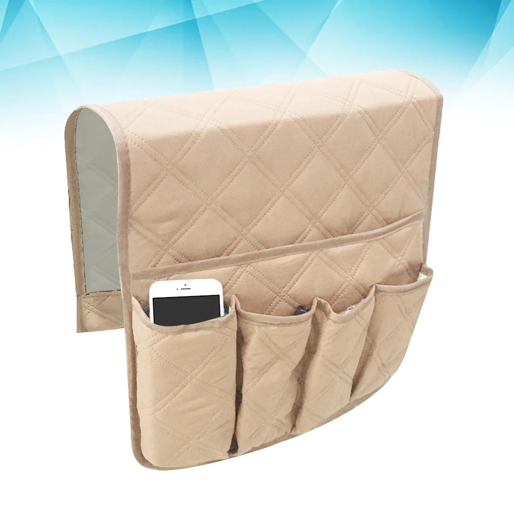 1Pcs Felt Fabric Bedside Storage Bag with Dacron Mesh Compartments Hanging Organizer for Sofa Side Dorm Car Hospital Bed Rails
