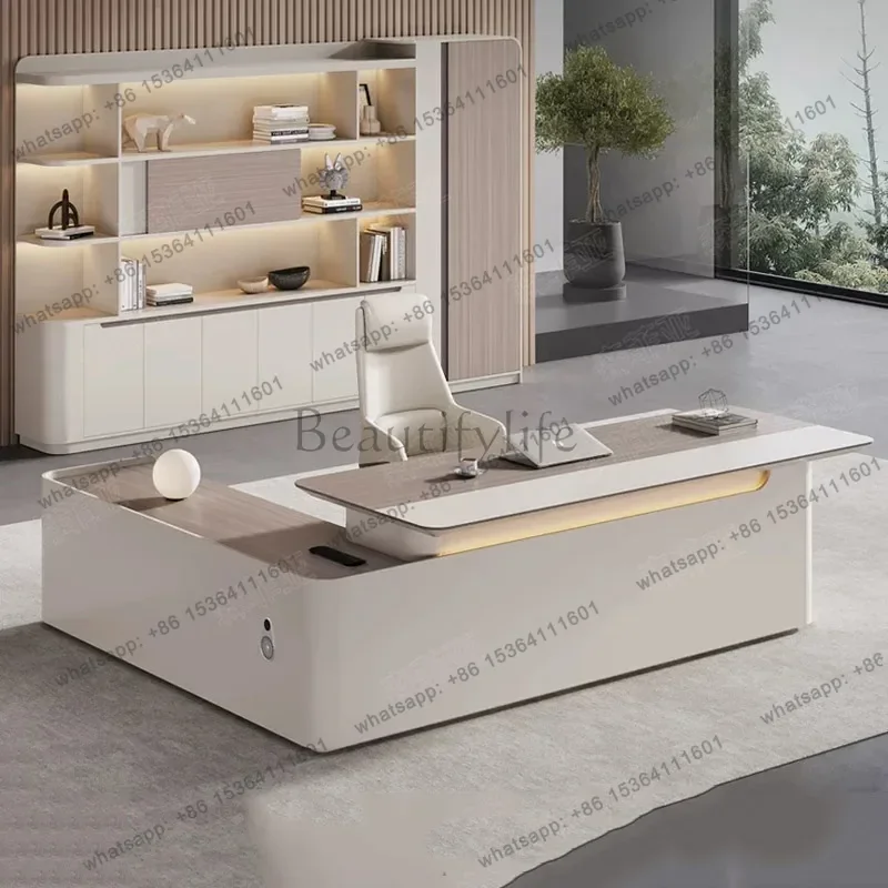 Modern Wooden Office Desk Study Computer Decoration Shelves Aesthetic Office Desk Nordic Executive Tavolo Commercial Furniture