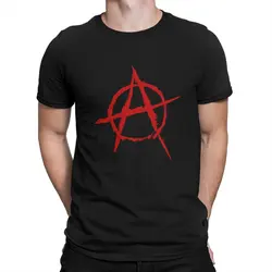 Anarchy Anarchist Symbols Red Tshirt Homme Men's Clothing Polyester T Shirt For Men