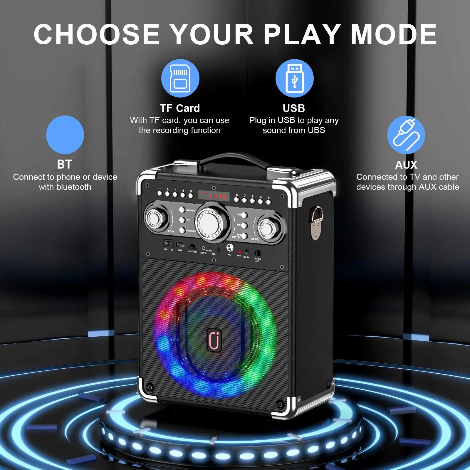 ميكروفون Kara Ok 3 ، بلوتوث محمول مع مكبر صوت Kara Ok ، مناسب للأنشطة الخارجية والحفلات والحفلات #3